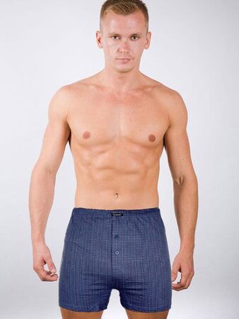 Мужские хлопковые трусы-боксеры в клетку plus size с гульфиком